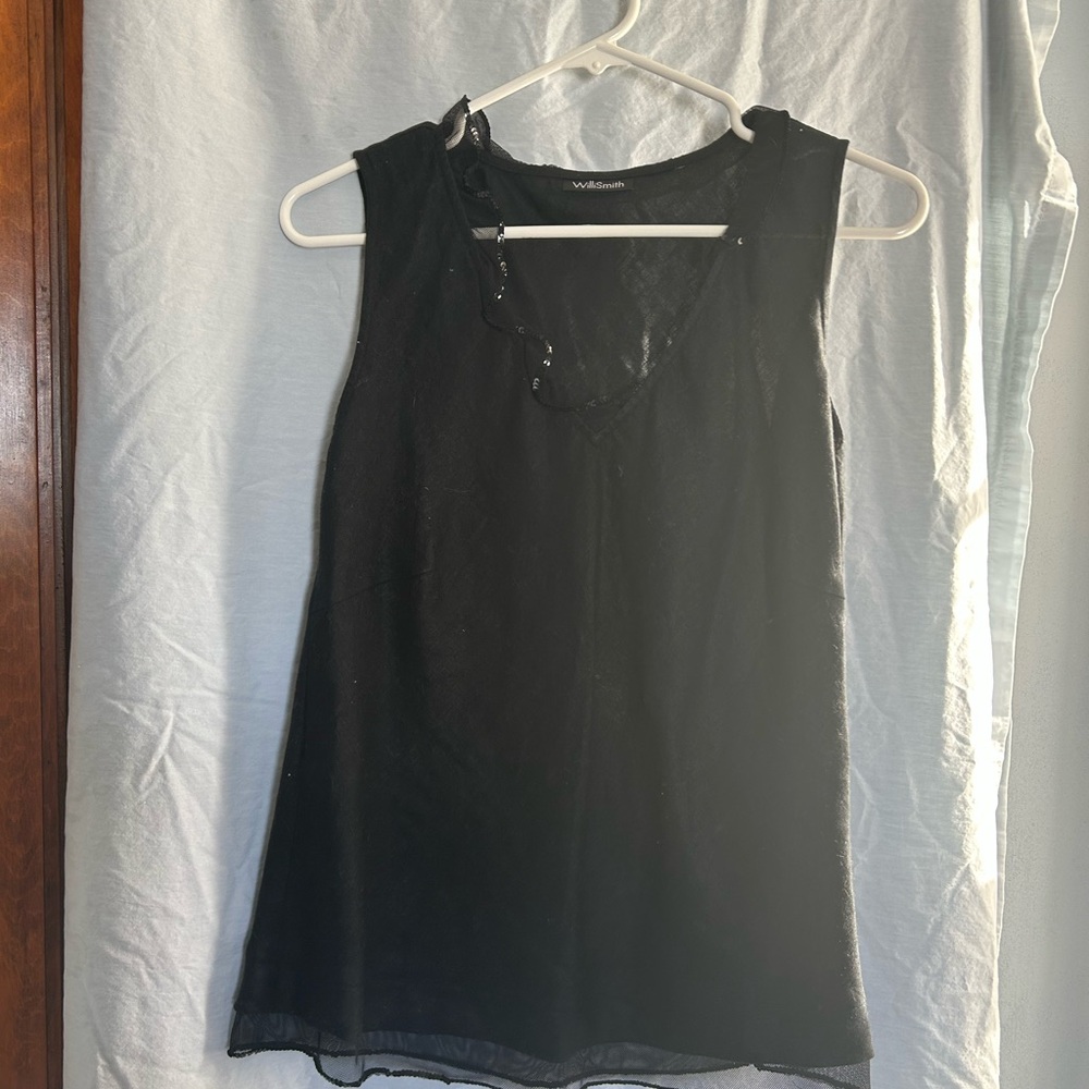 Black linen dress blouse sleeveless